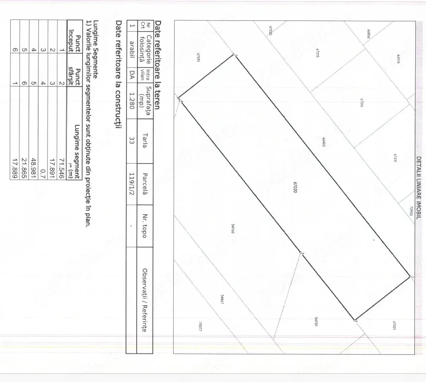 Teren 1326mp Bucuresti-Magurele, strada Spinului, 71m deschidere, utilitati la limita de proprietate