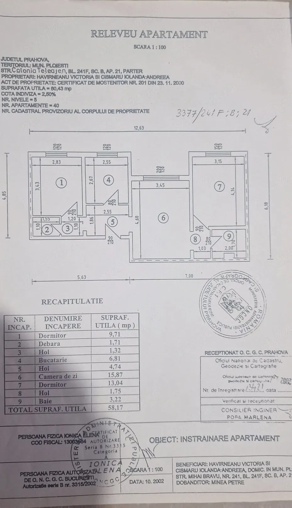 Vanzare apartament 3 camere