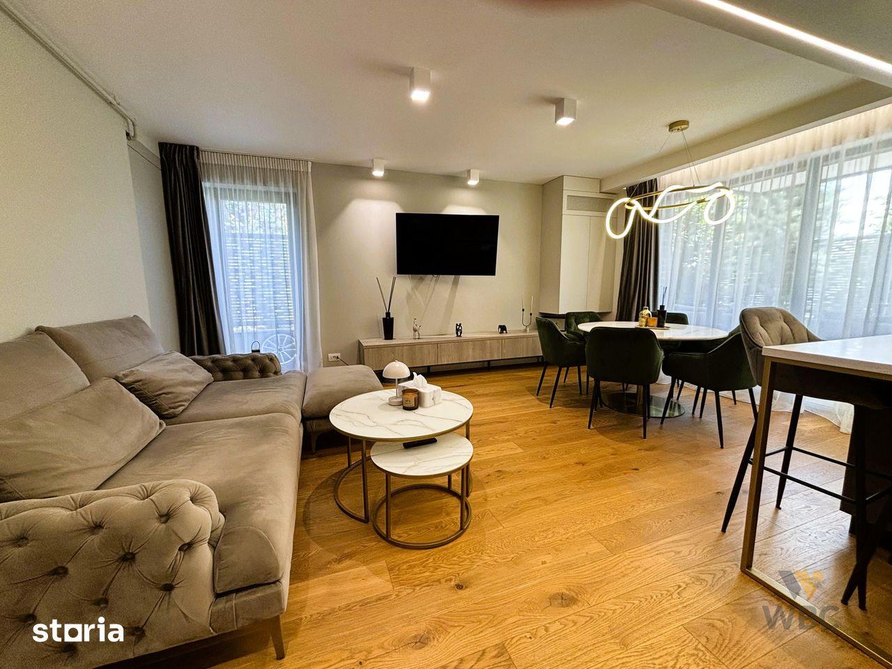 Apartament 3 camere cu grădină proprie,complet mobilat, design premium