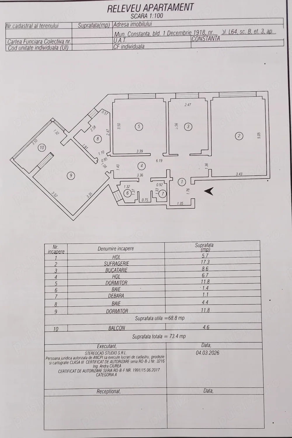 Apartament de 3 camere, decomandat, zona Casa de Cultura
