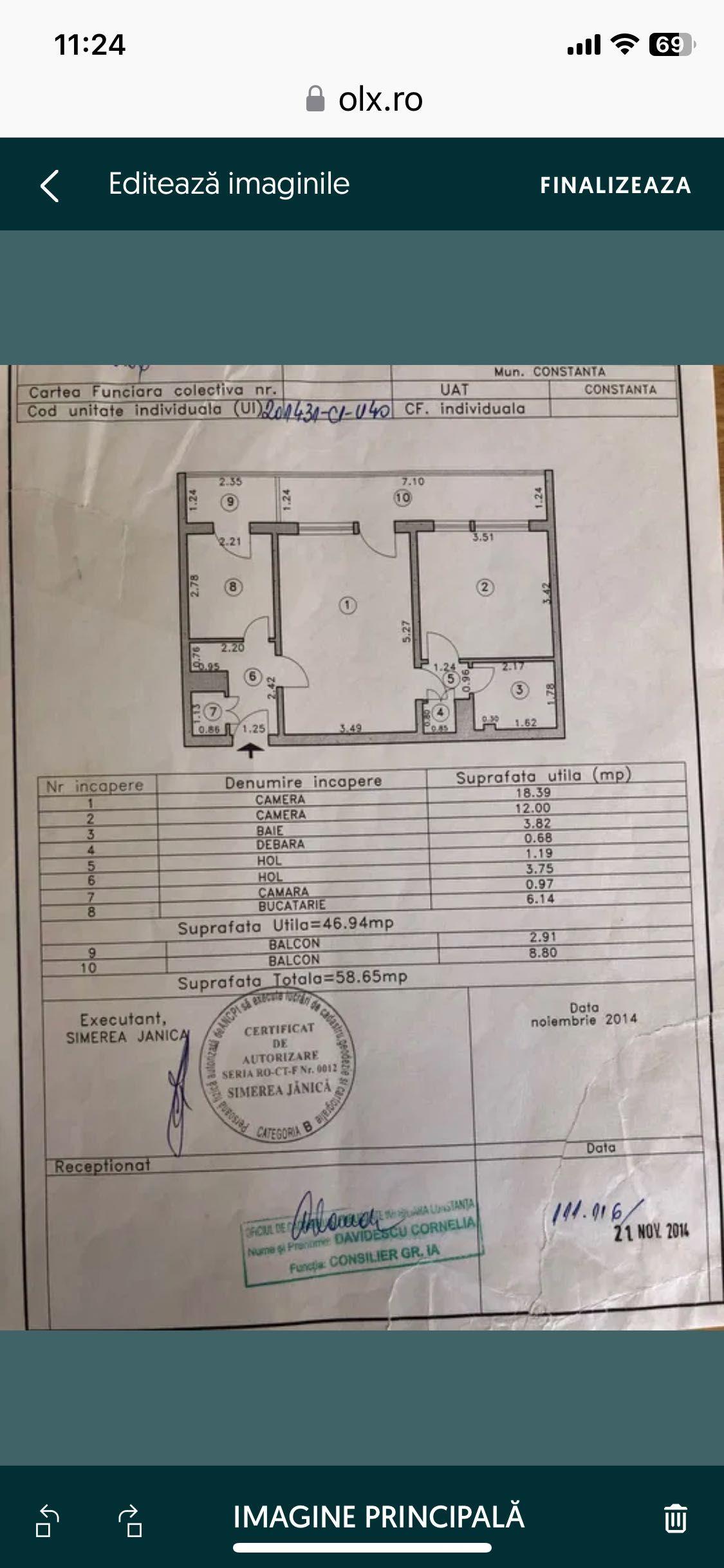 Proprietar CONSTANȚA ultracentral vând Ap 2cam vedere spre mare et 5/8