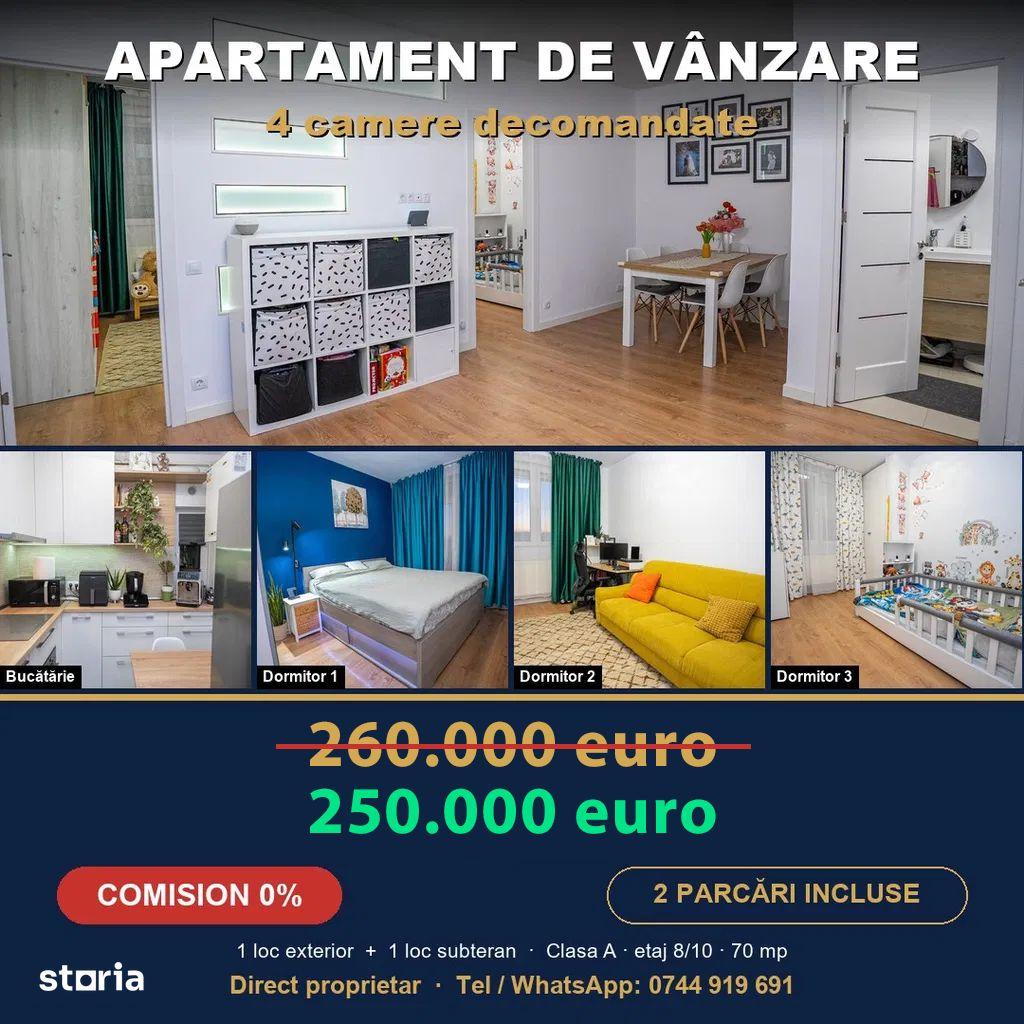Apartament 4 camere decomandate | 2 Parcari incluse | Clasa A