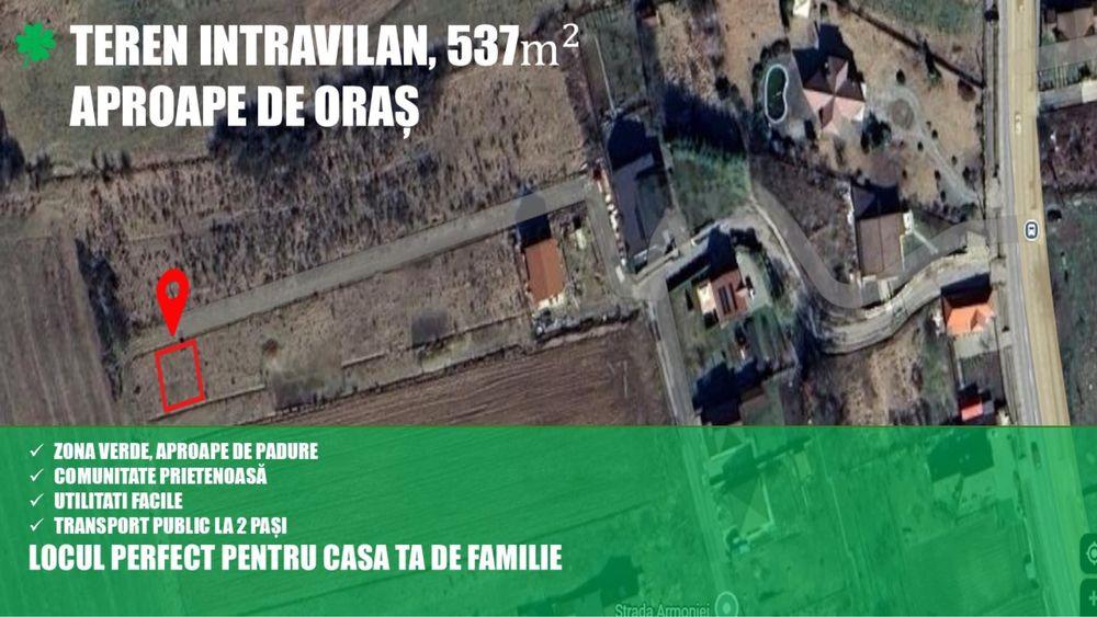 Teren intravilan 537 mp(500 teren, 37 cota drum) - liniste, acces rapid  la 2 km de oras - imagine 1