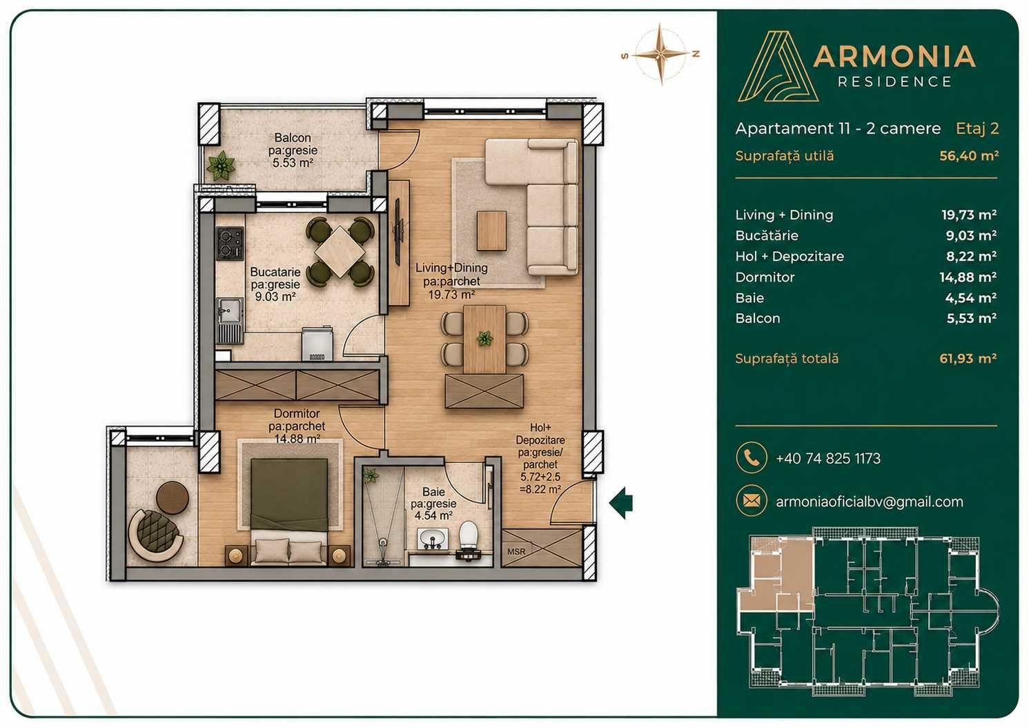 Apartament 2 camere, 61m2 ,Bloc nou , Brasov