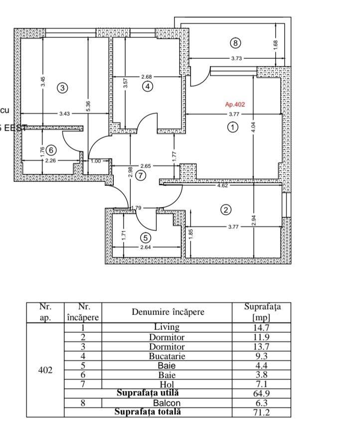Vand Apartament NOU 3 camere cu Parcare Subterană și Boxă lângă ușă - imagine 1