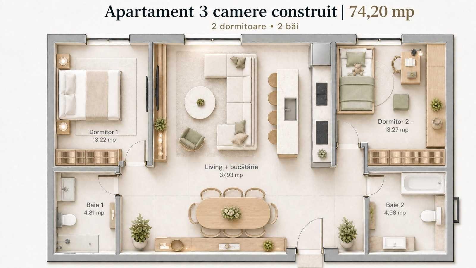 APARTAMENT SAD_CU 3 CAMERE_NOU_langa Penny Drumul Cetatii