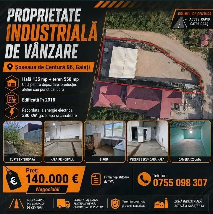 Teren cu doua Hale - Drumu de Centura nr. 96 - Galati - direct proprietar - toate utilitatile