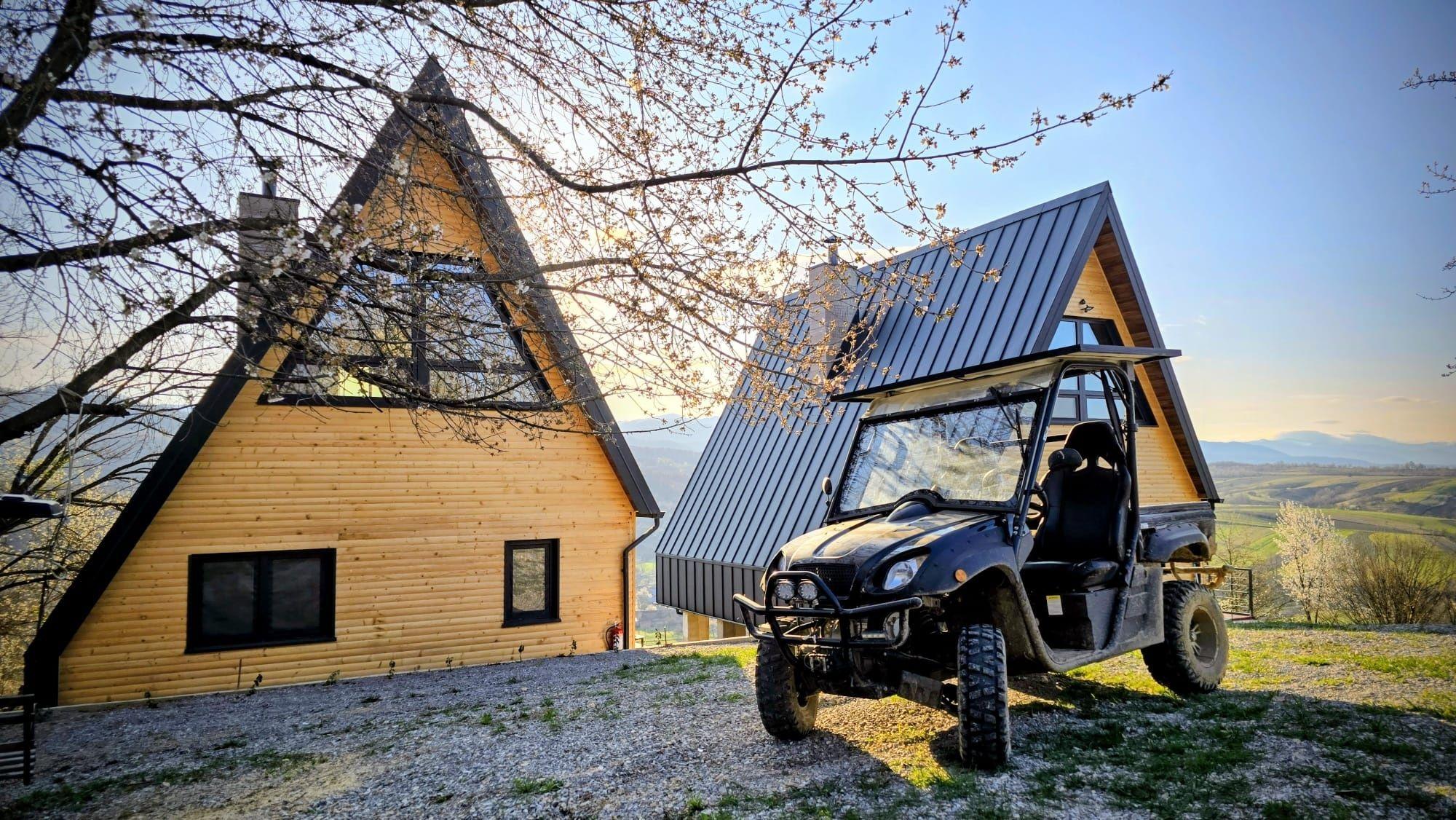 Cabana Premium A-Frame apuseni Stana vale ciubar piscina ATV UTV doua familii inchiriat