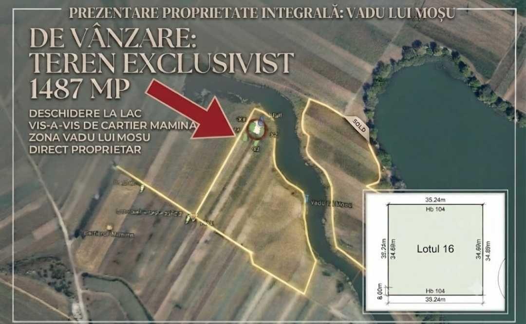 Proprietar, Vanzare teren exclusivist Dubla descidere la lac 1487 mp – Berceni (Vadu lui Moșu), lângă lac". - imagine 1