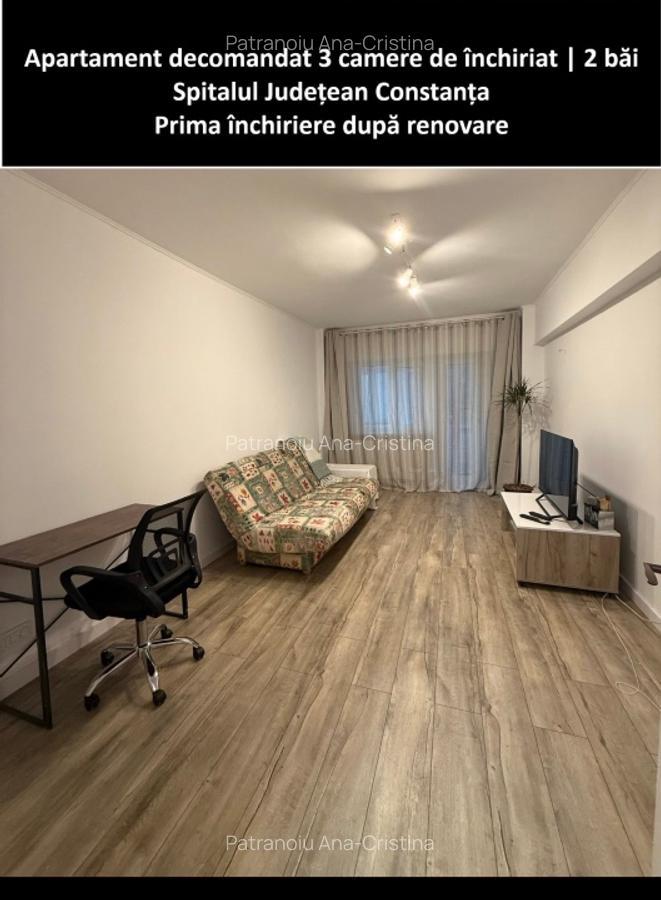Apartament decomandat 3 camere | 2 bai | Spitalul Județean | Prima închiriere