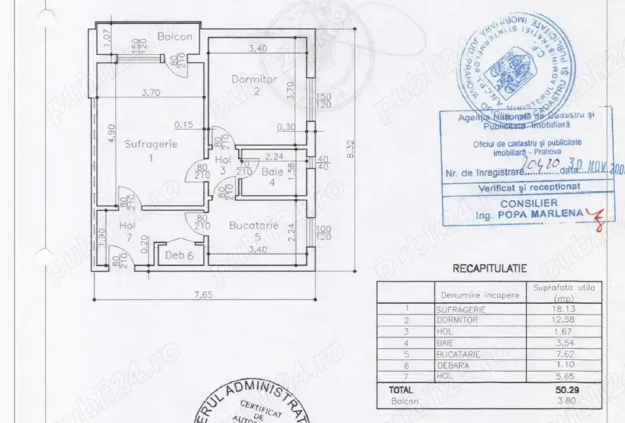 Apartament 2 camere, confort 1, 50,4 mp utili, etaj 2 10   Zona Nord, Ploiești