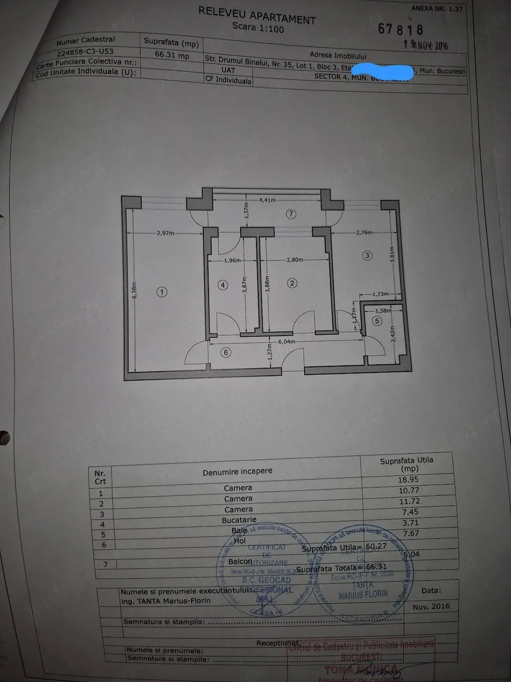 Vând apartament cu 3 camere sector 4
