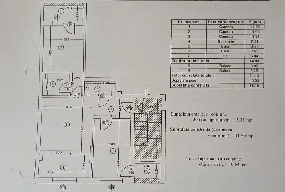 Vând apartament cu 3 camere