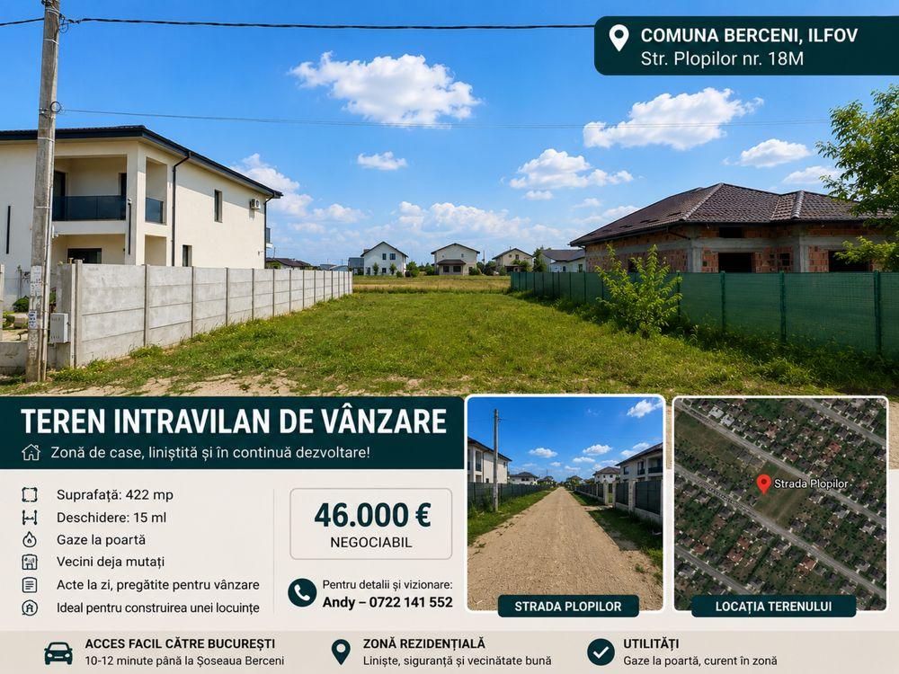 De vânzare teren intravilan în Comuna Berceni, Ilfov