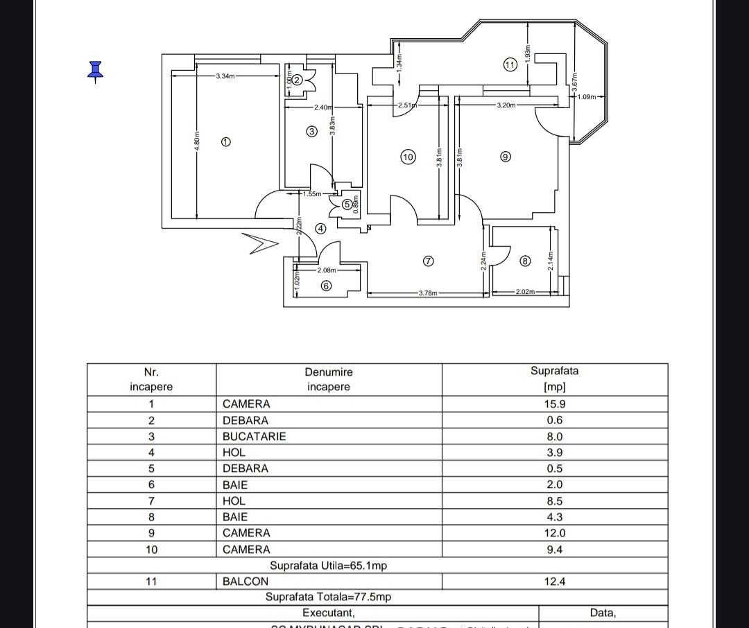 Apartament 3 camere, decomandat. - imagine 1