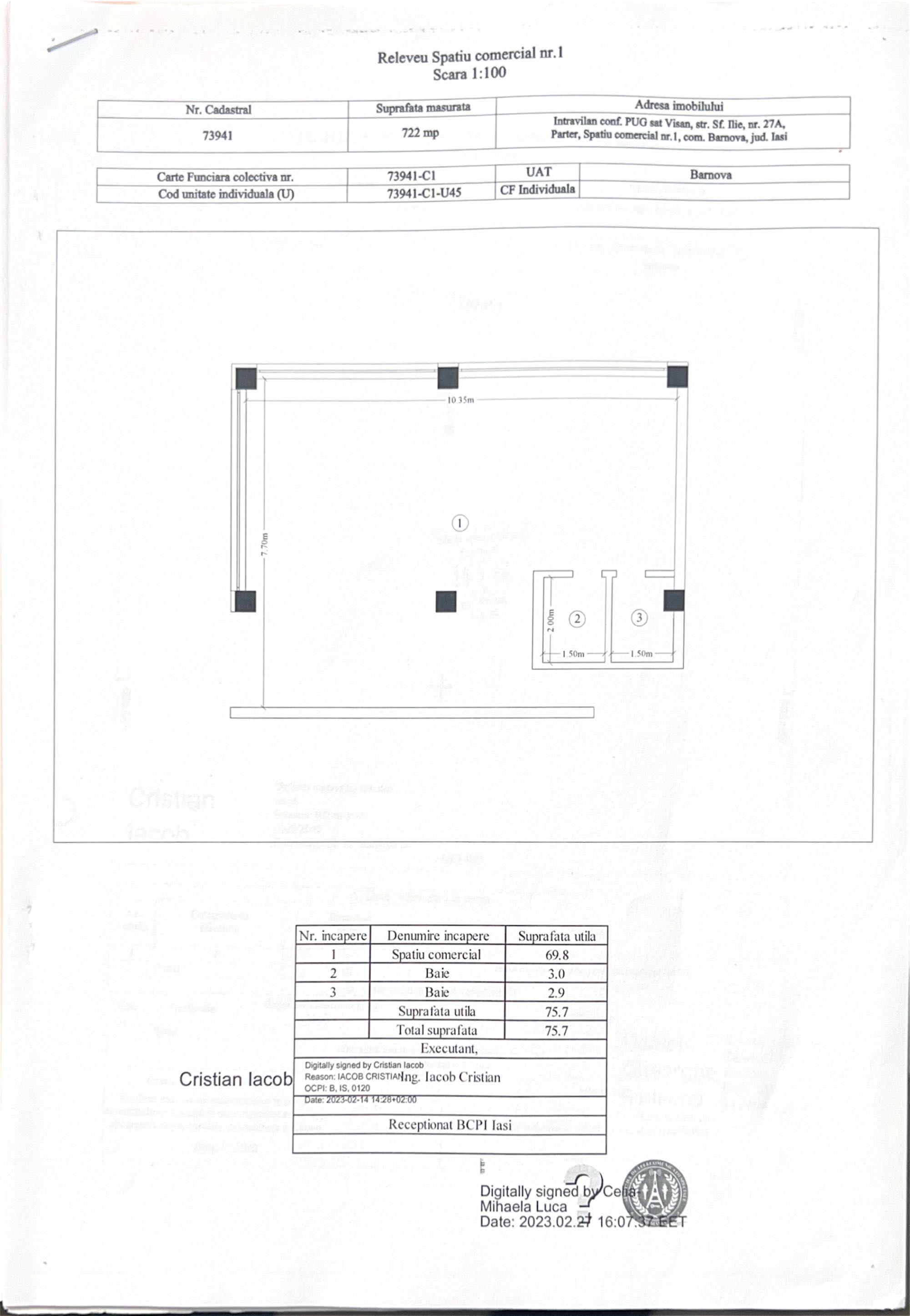 Vânzare spațiu comercial 75 mp2 Vișan, cu chirias. Investiție Imobiliară
