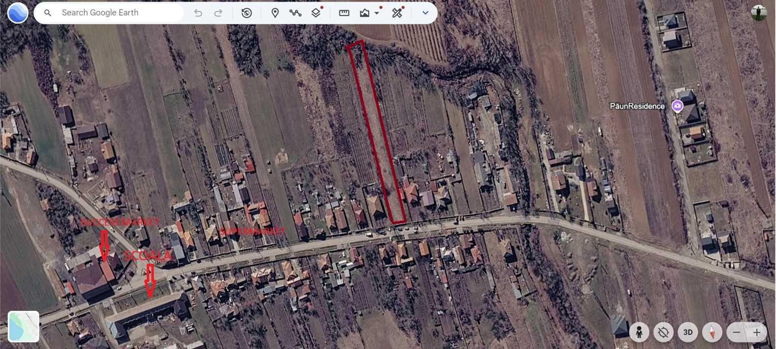 Teren intravilan 2060 mp, Dănești, 6 km Tg-Jiu — apă, canalizare, lângă școală, magazine