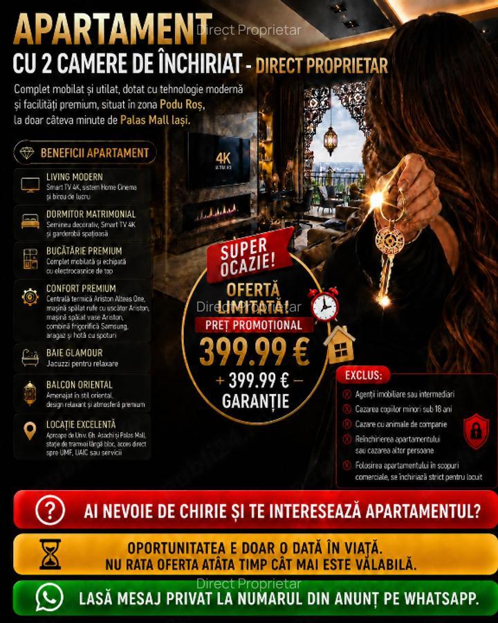 Inchiriez Apartament 2 Camere zona Podu Ros - Palas Mall Iași