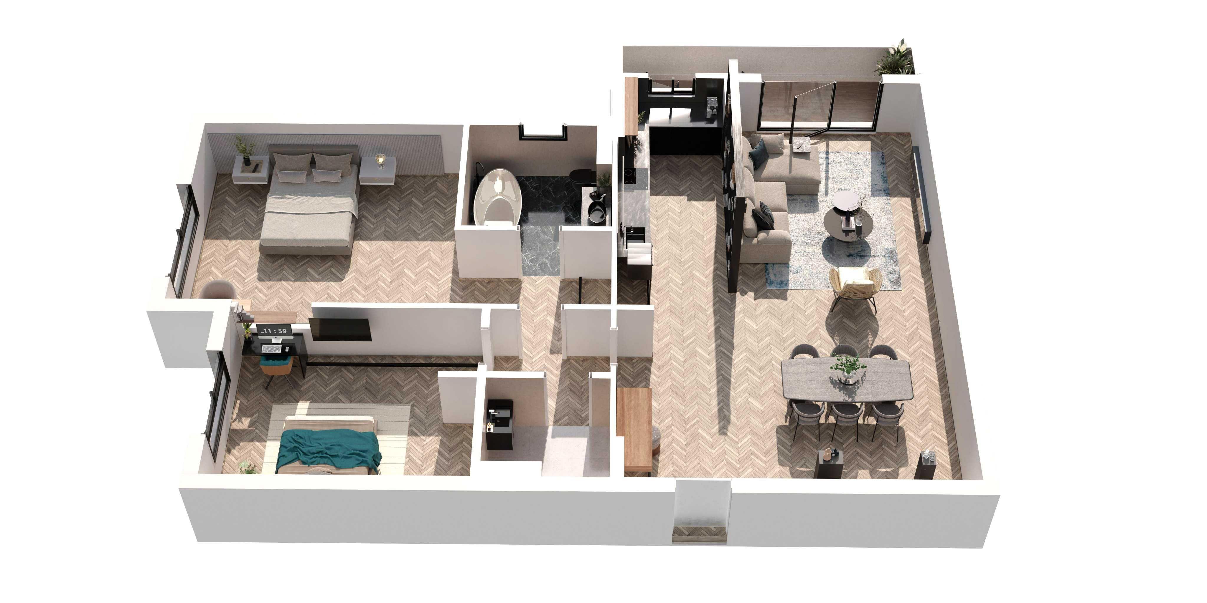 Apartament nou cu 3 camere in Tractorul