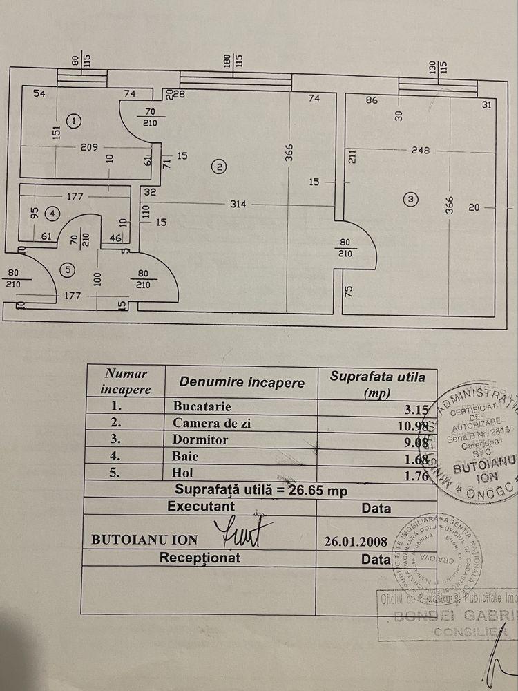 PROPIETAR - Apartament 2 camere, etaj 1, Valea Rosie (zona piata) 52 000€
