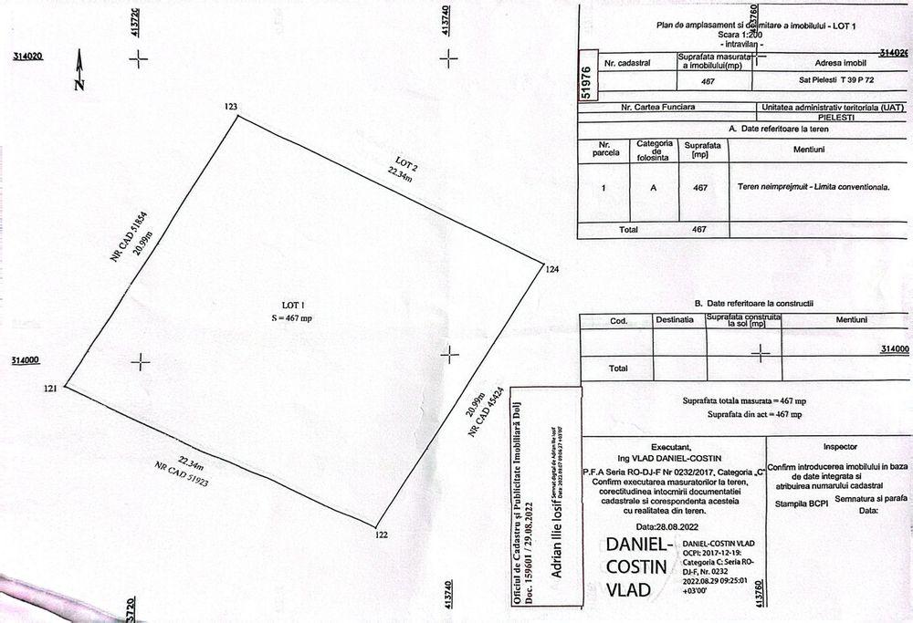 Teren Intravilan 468 mp -La 500 m de Peugeot Craiova