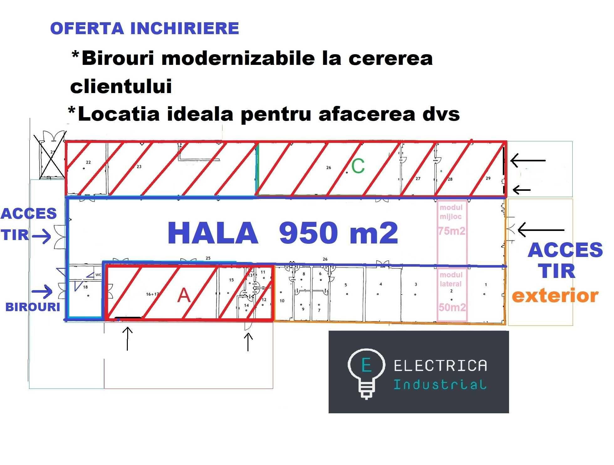 Proprietate industriala de inchirat 950 m2 Hala + Birouri - imagine 1