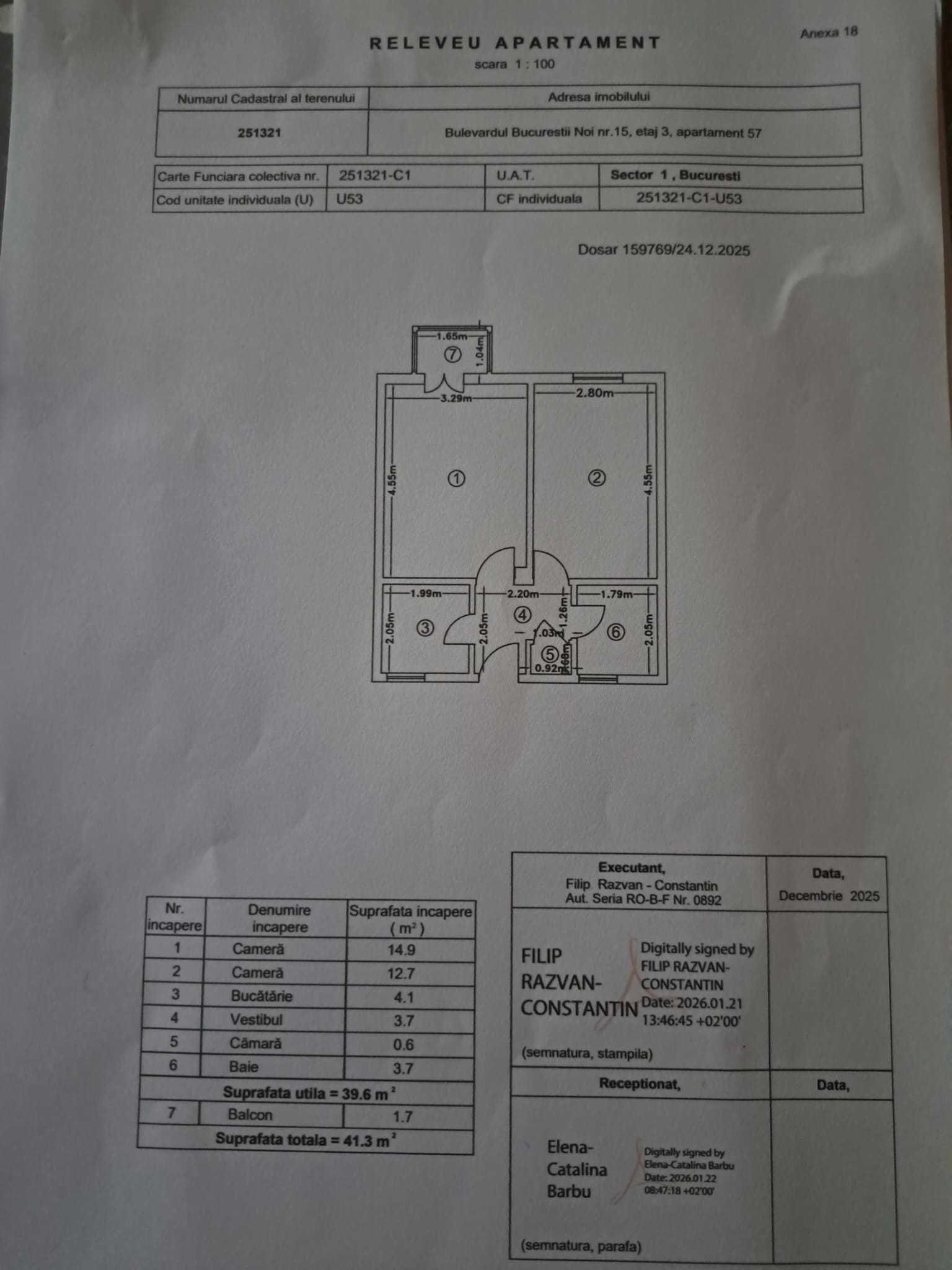 Apartament 2 camere 41.3 mp Bucureștii Noi