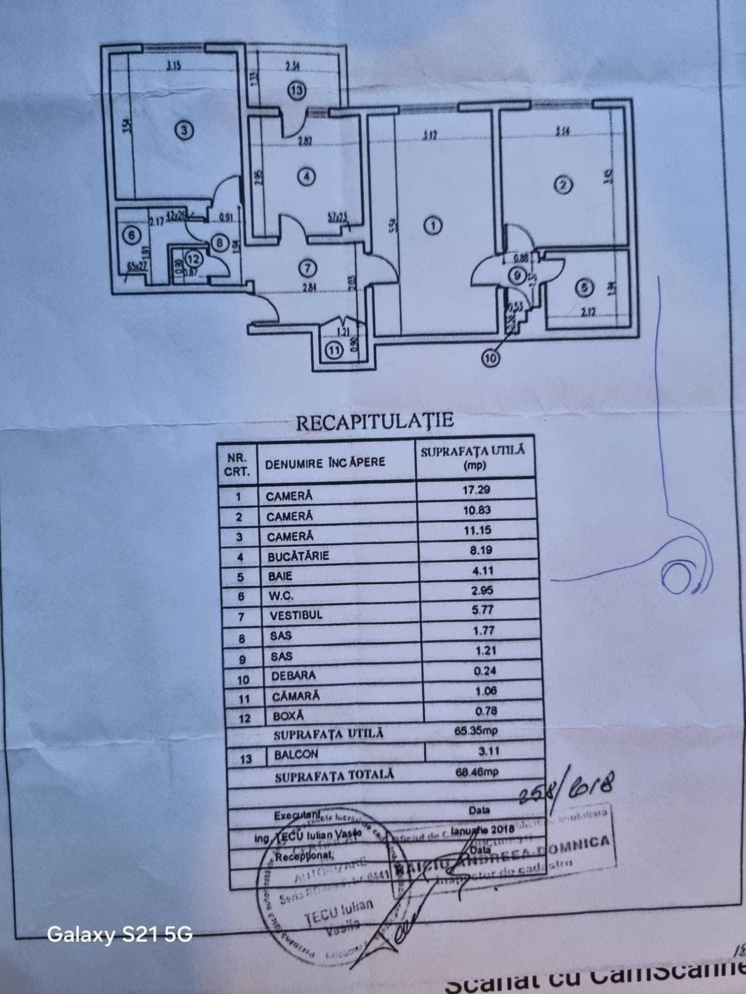 Apartament 3 camere/2 bai, 69 mp + balcon + pivniță,