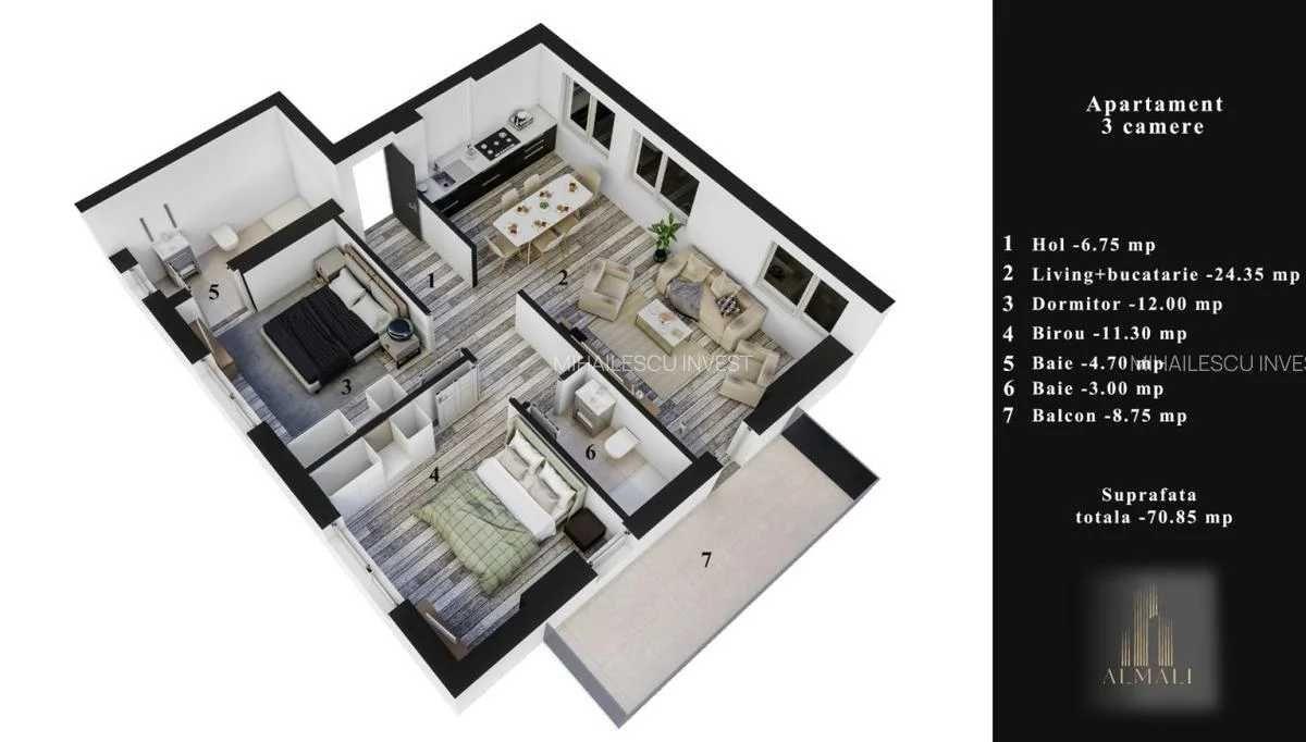 Oferim un apartament de 70 m² – € 119.000