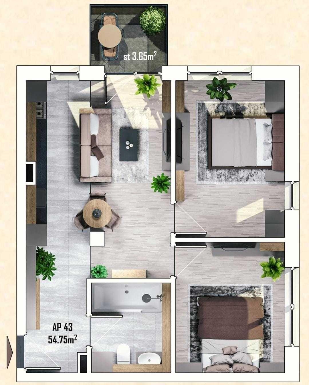 Apartament 3 camere bloc nou, semifinisat, cu garaj, Apahida - imagine 1