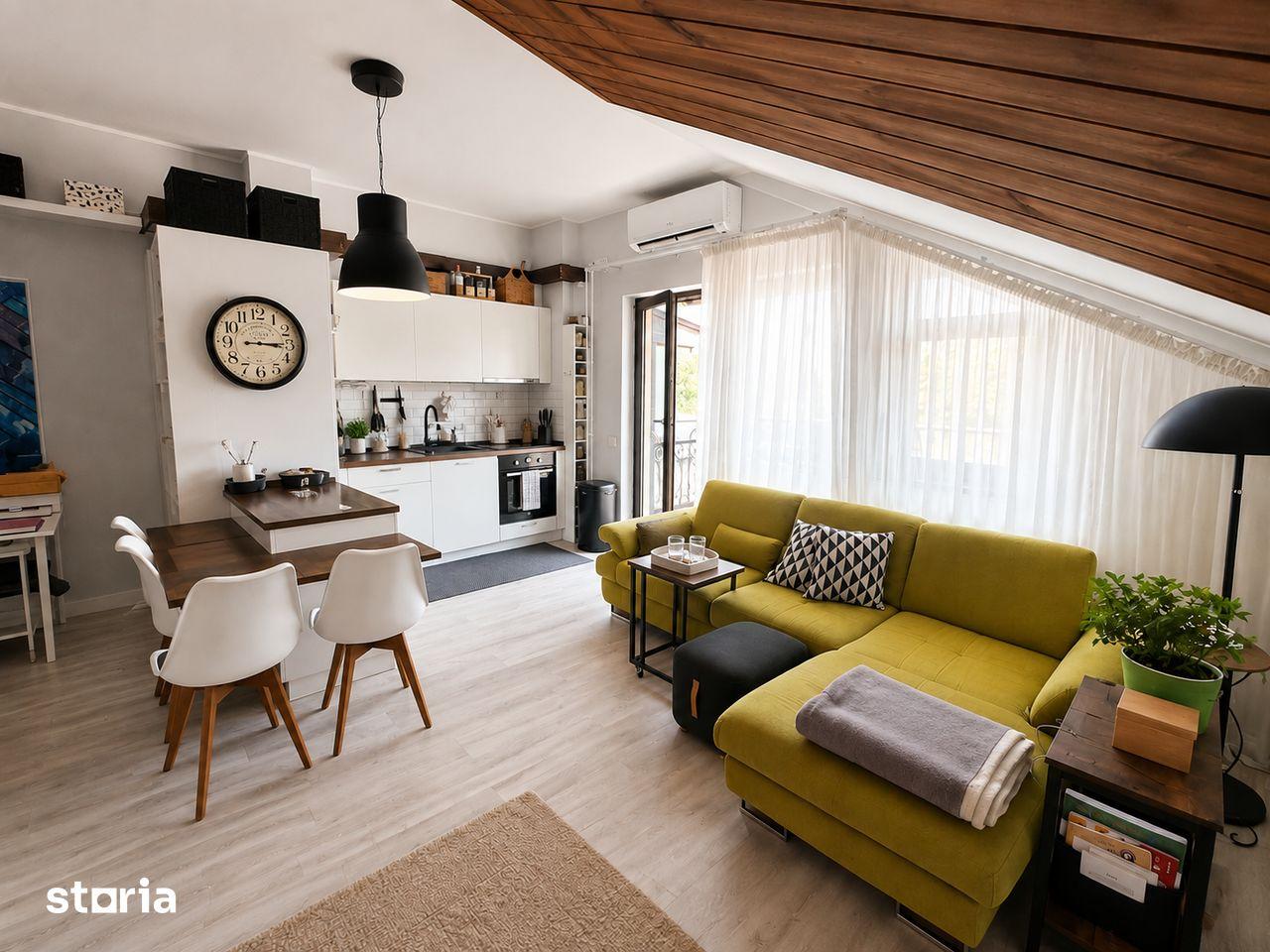 Apartament mobilat complet cu 2 camere, terasă și garaj