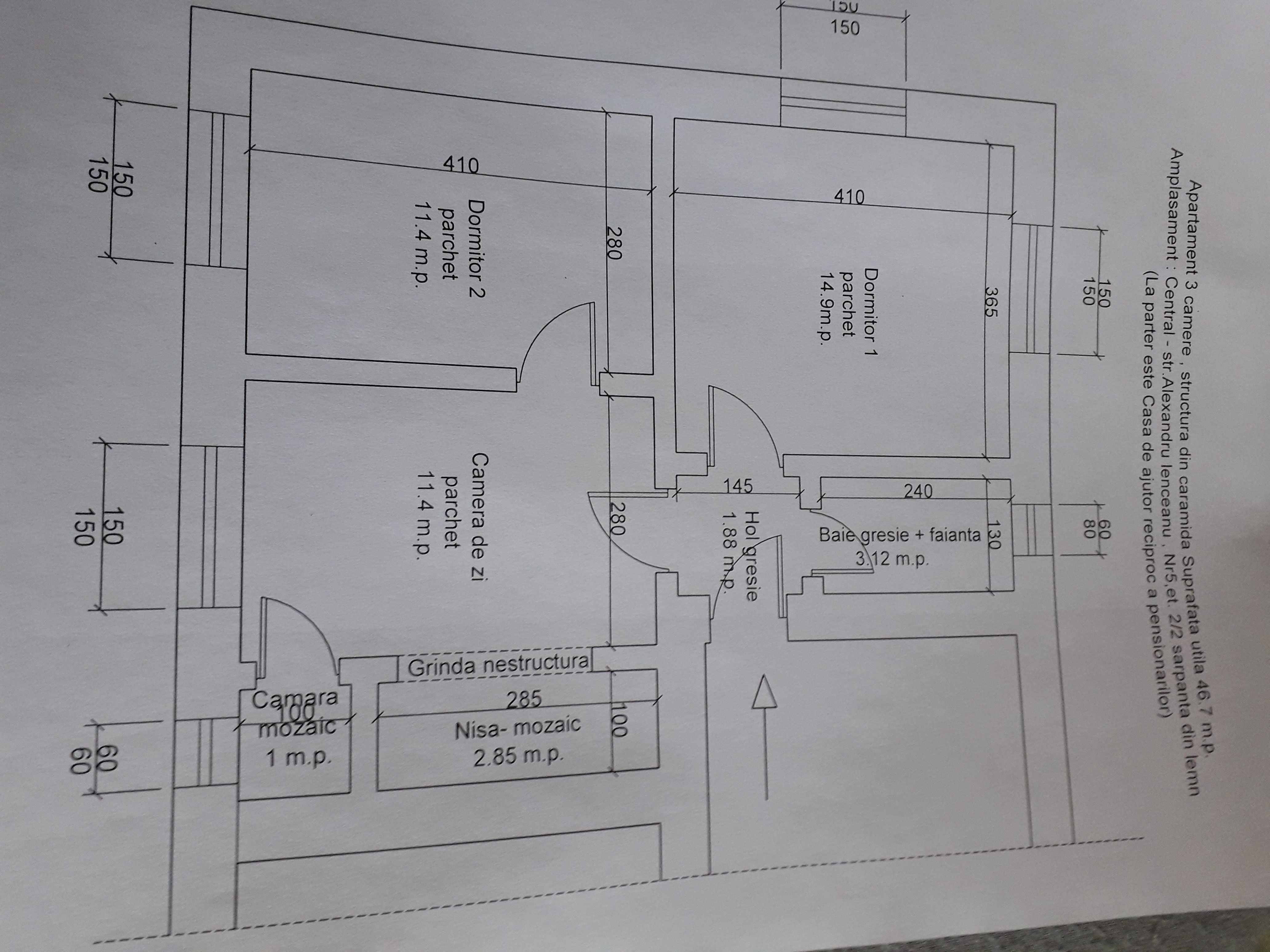 Vănd sau Schimb cu Garsoniera un apartamente ultracentral ,  50 mp ,etaj 2/2 cu  sarpantă fara balcon ,