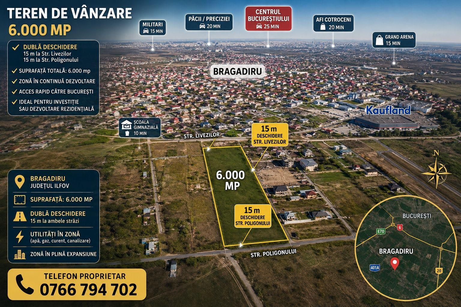 Teren intravilan Bragadiru 6000 mp - imagine 1