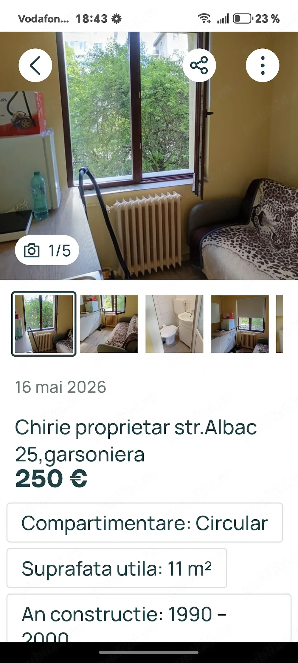 Garsoniera Albac direct de la proprietar, aproape de stație,cartier Gheorgheni, aproape de Iulius ma
