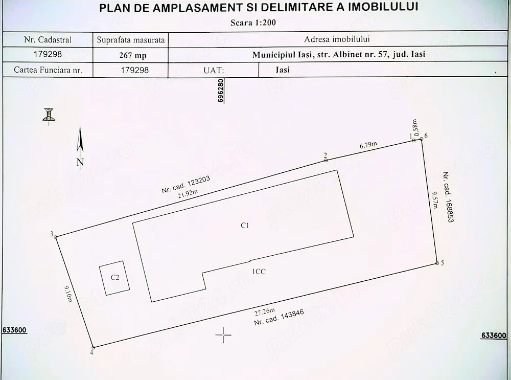 Tg.Cucu-P.Fier - Proprietar, vand teren cu casă bătrânească, 267 mp, str.ALBINEȚ, C.U P+1