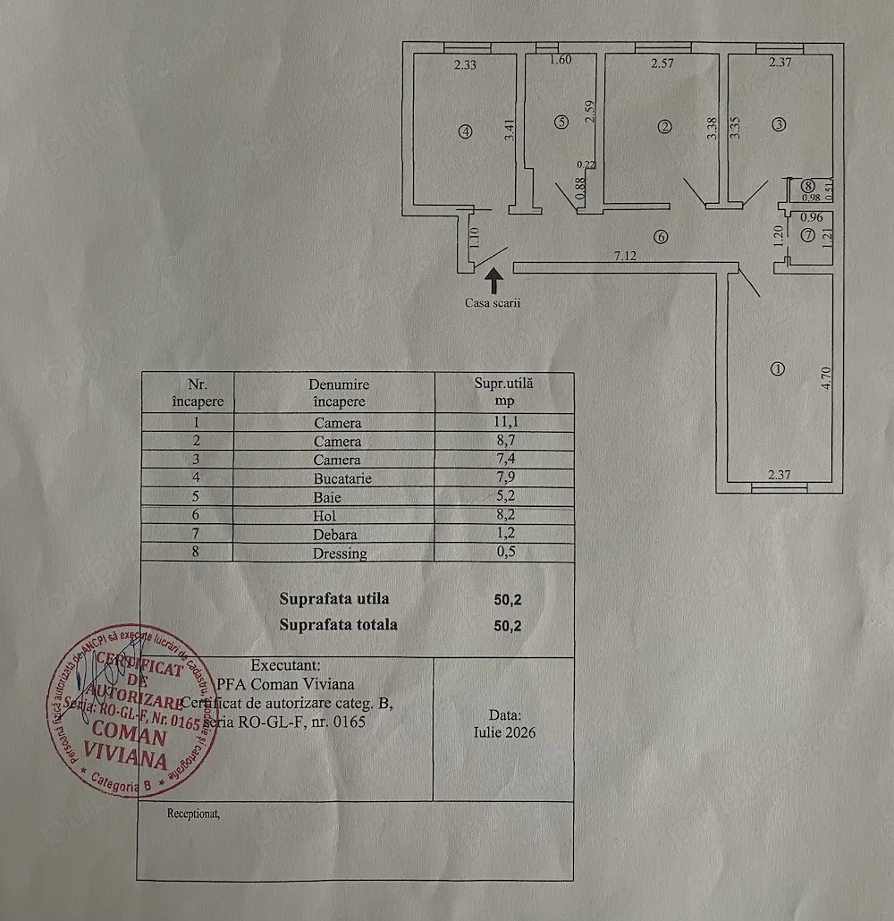 Vând apartament 3 camere Micro 40 decomandat