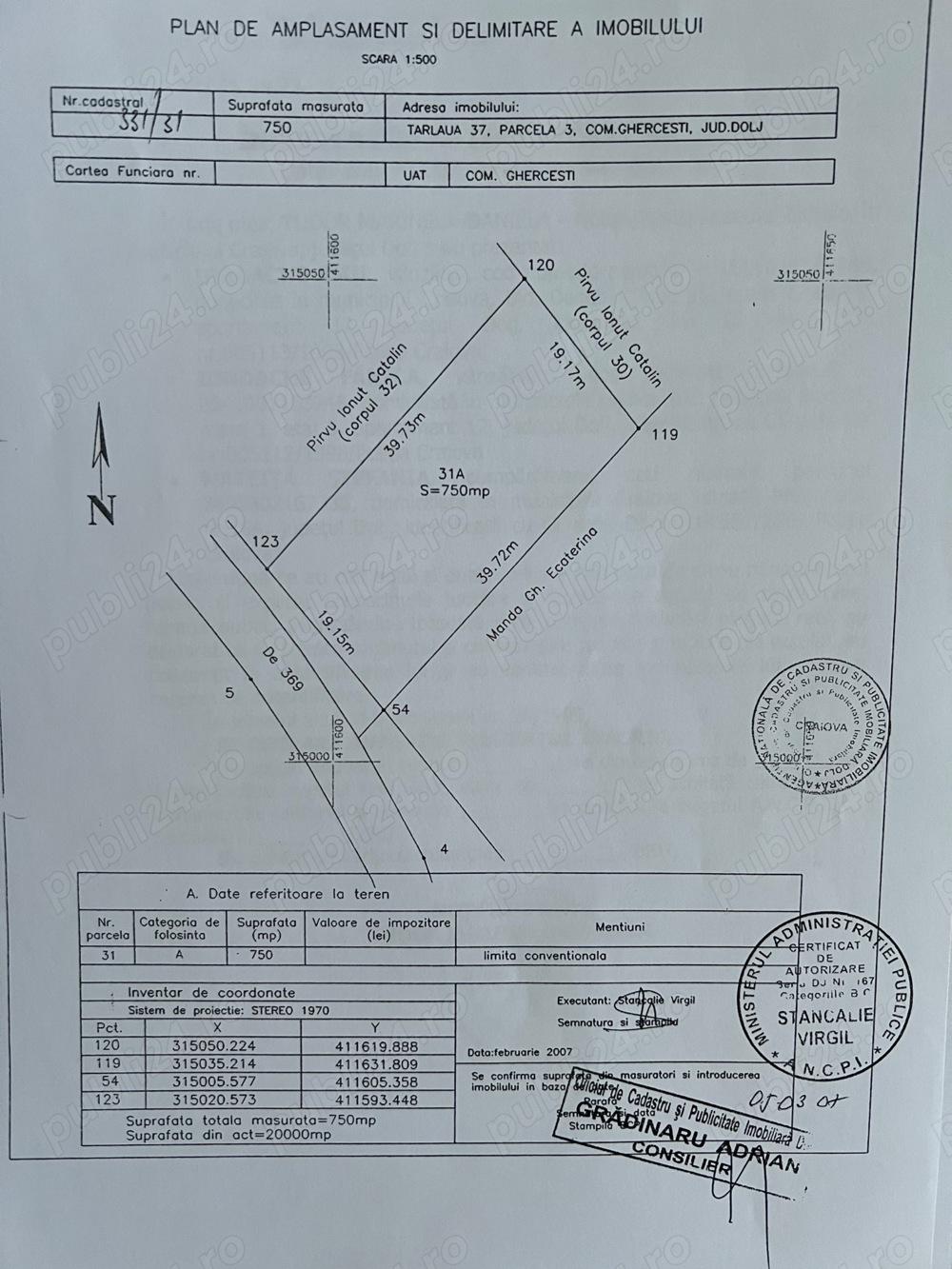 Vând teren în suprafață de 750mp ,spate aeroport Craiova .