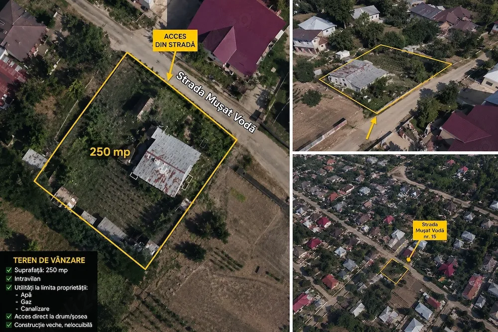 Teren intravilan de vanzare, Botosani, Strada Musat Voda nr. 15. Suprafata 250 mp