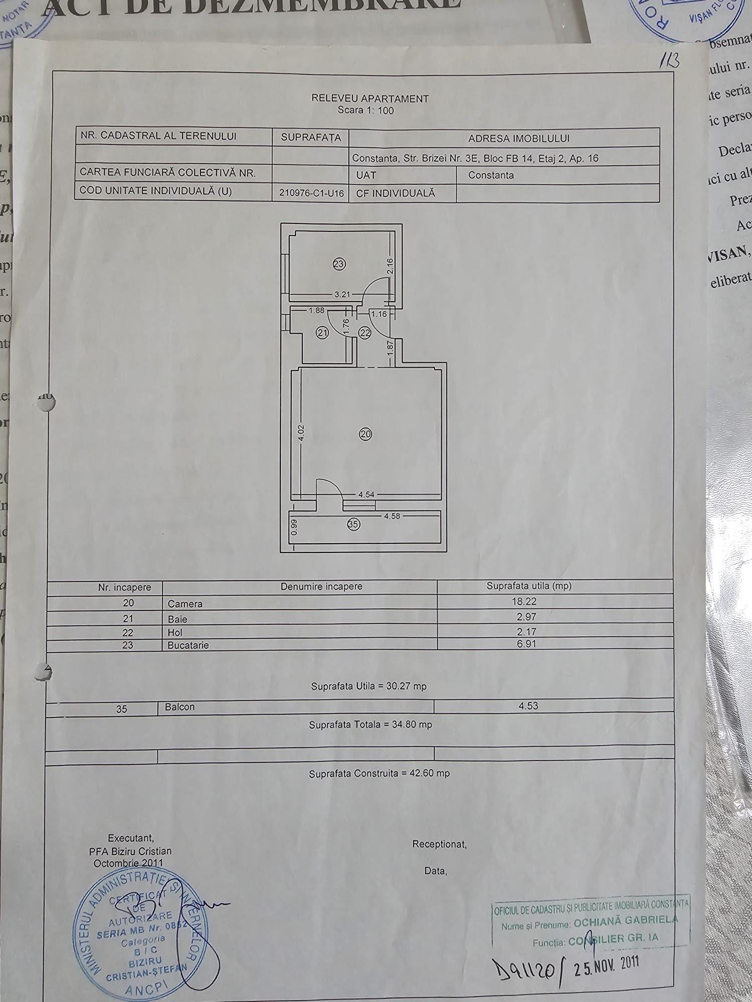 De vânzare apartament cu 1 cameră, în zona Poarta 6 Constanta