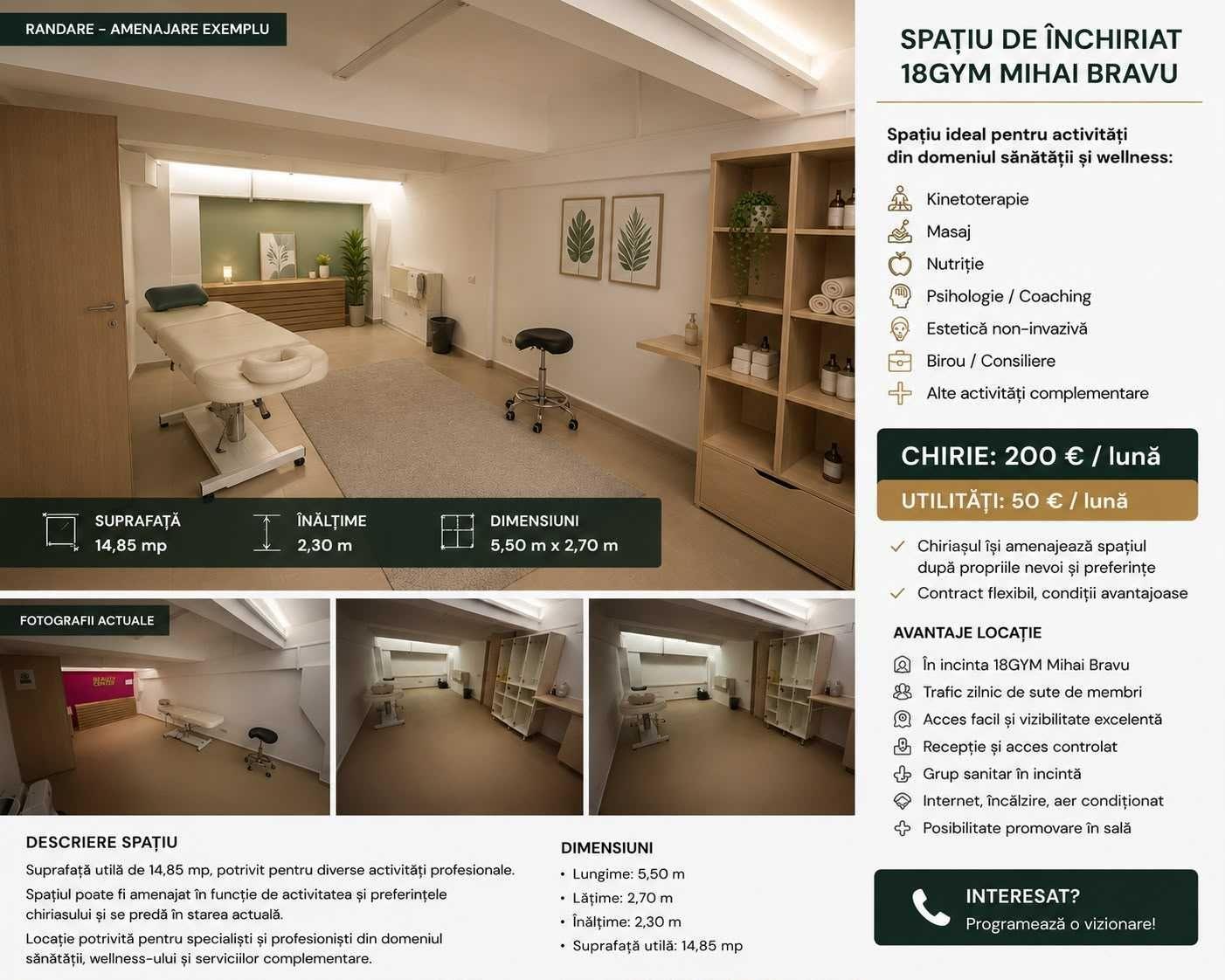 Spatiu de inchiriat 18Gym Mihai Bravu ideal wellness & servicii - imagine 1