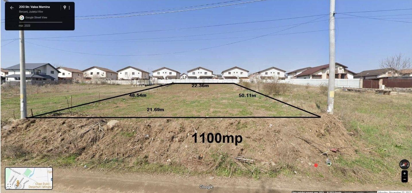 Teren intravilan  Stadion Comuna Berceni 1100mp