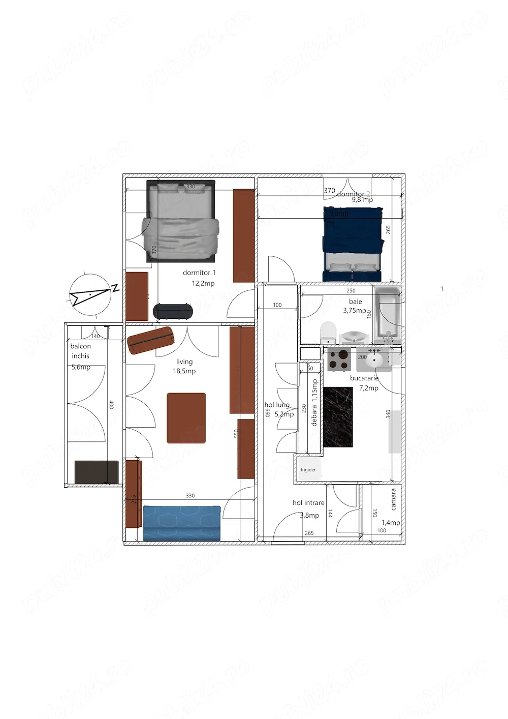 vand apartament 3 camere - imagine 1