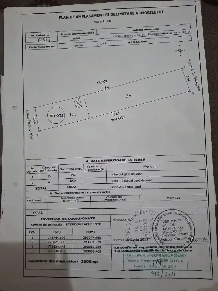vânzare teren 1000mp