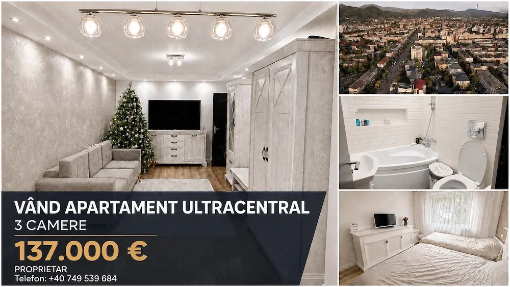 # Vând apartament cu 3 camere, garaj propriu și renovare completă | 78 mp | Ultracentral |