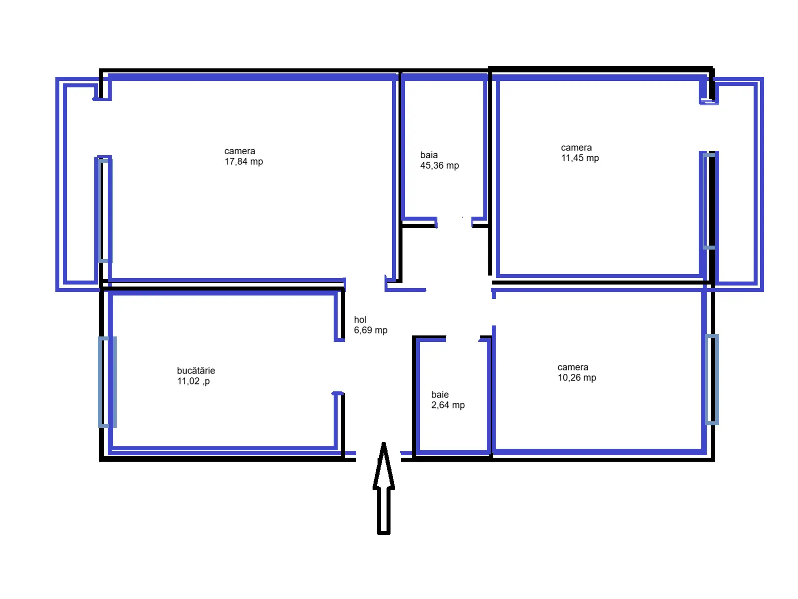 Apartament cu 3 camere de vanzare (2 balcoane, 2 bai) la etaj 4, Zona Alfa - Arad COMISION 0% pentru cumparator