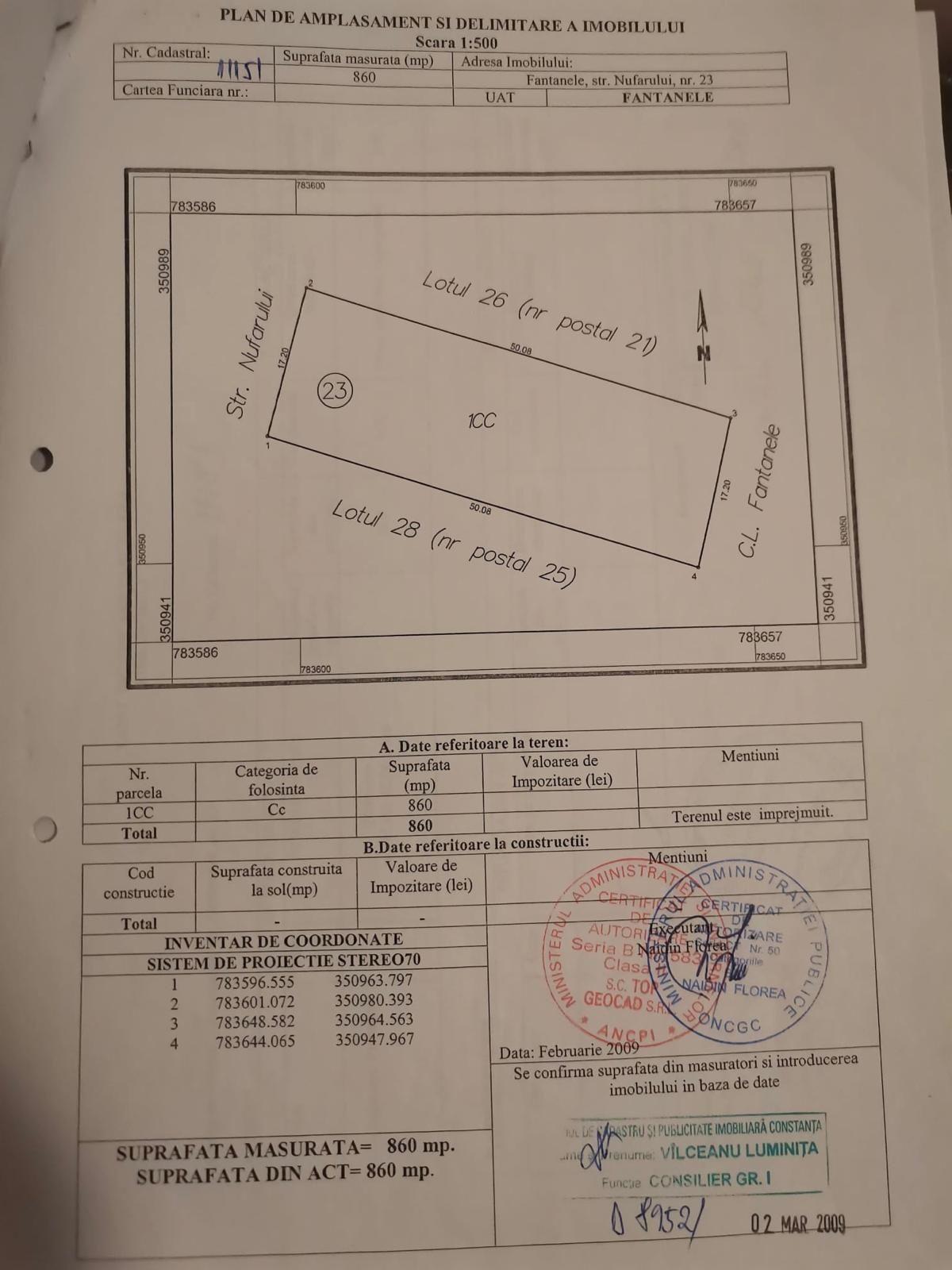 Teren 860 mp Constanta 8000€