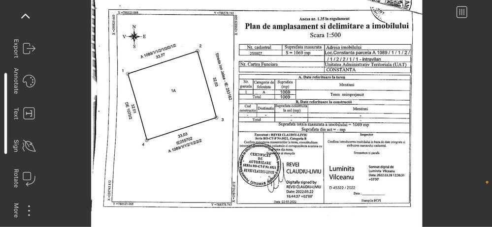 Teren intravilan 1069 mp – Zona Veterani, Constanța - ideal casa/ investitie- POT 50%, P+2 - imagine 1