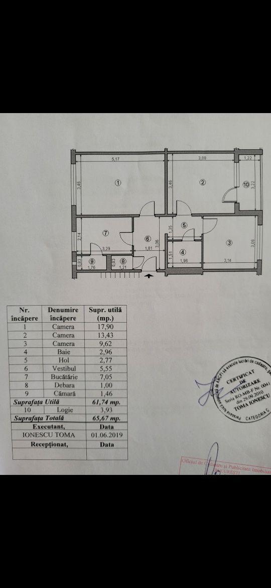 Apartament 3 camere metrou 1 Decembrie 1918