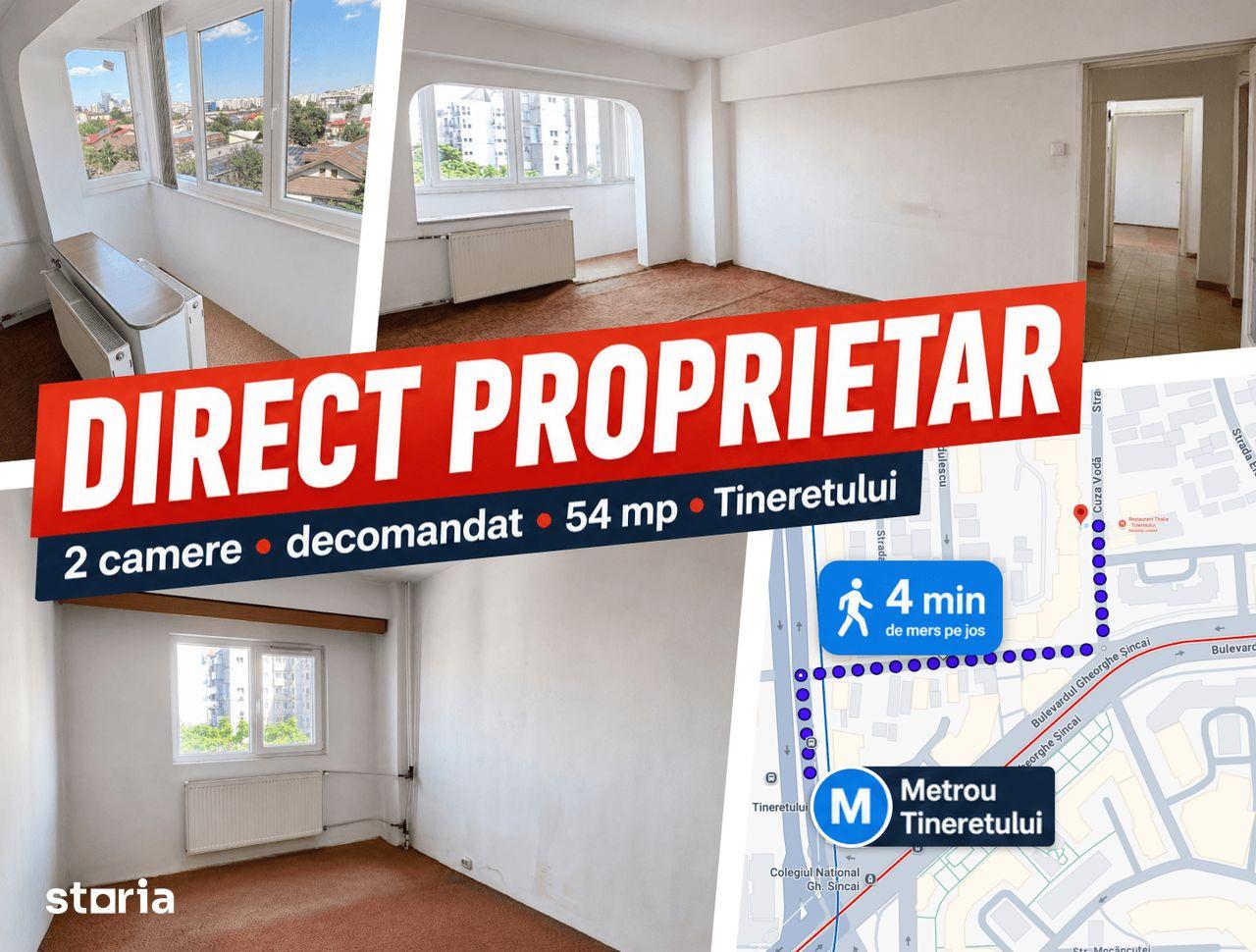 2cam, 4min mers pe jos de metrou Tineretului, 54mp > Proprietar direct