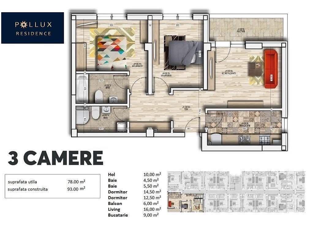 Apartament 3 camere mobilat cu parcare inclusa - imagine 1
